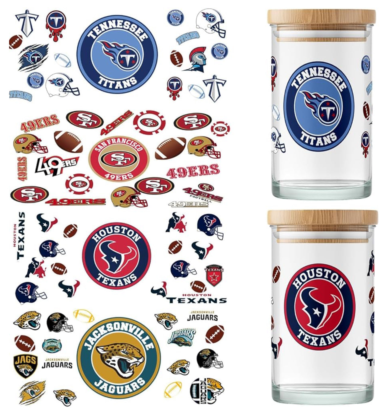 NFL Football glassware with bamboo top and straw